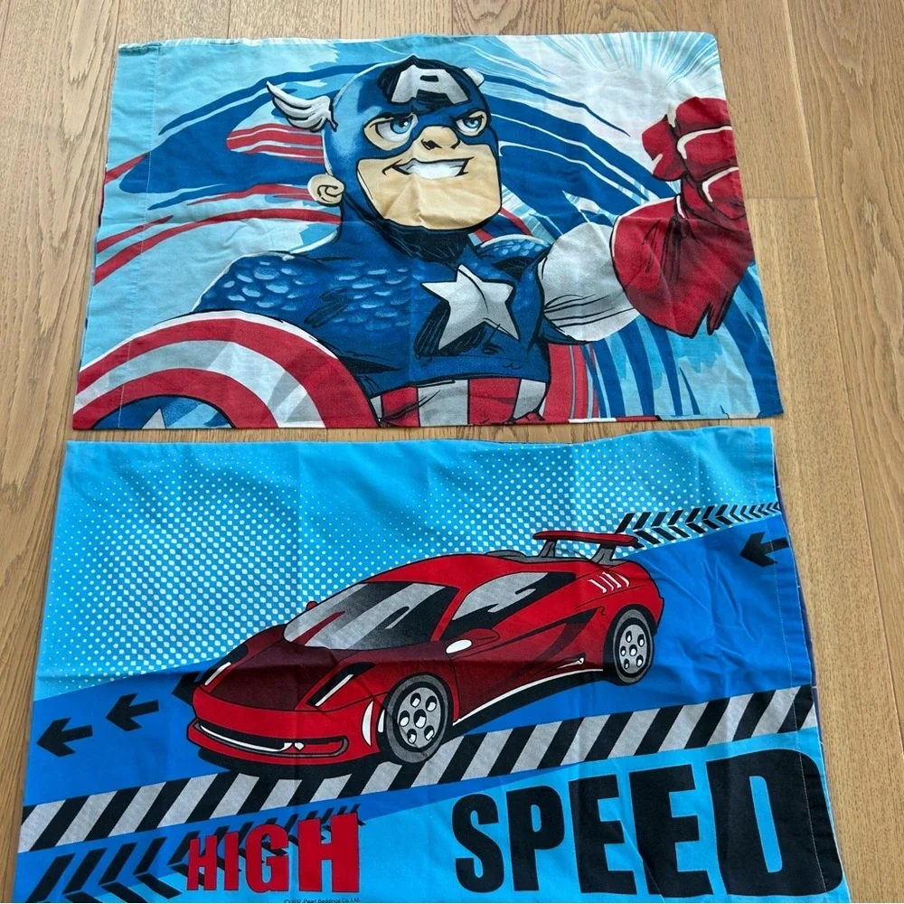 Set of 3 - Boys Marvel and Race Car Pillowcases